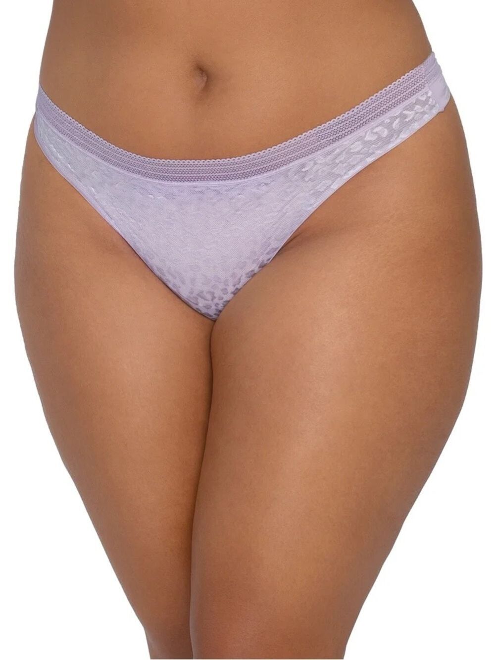 Secret Treasures Lavender Jacquard Leopard Lace Thong Panty size XXL